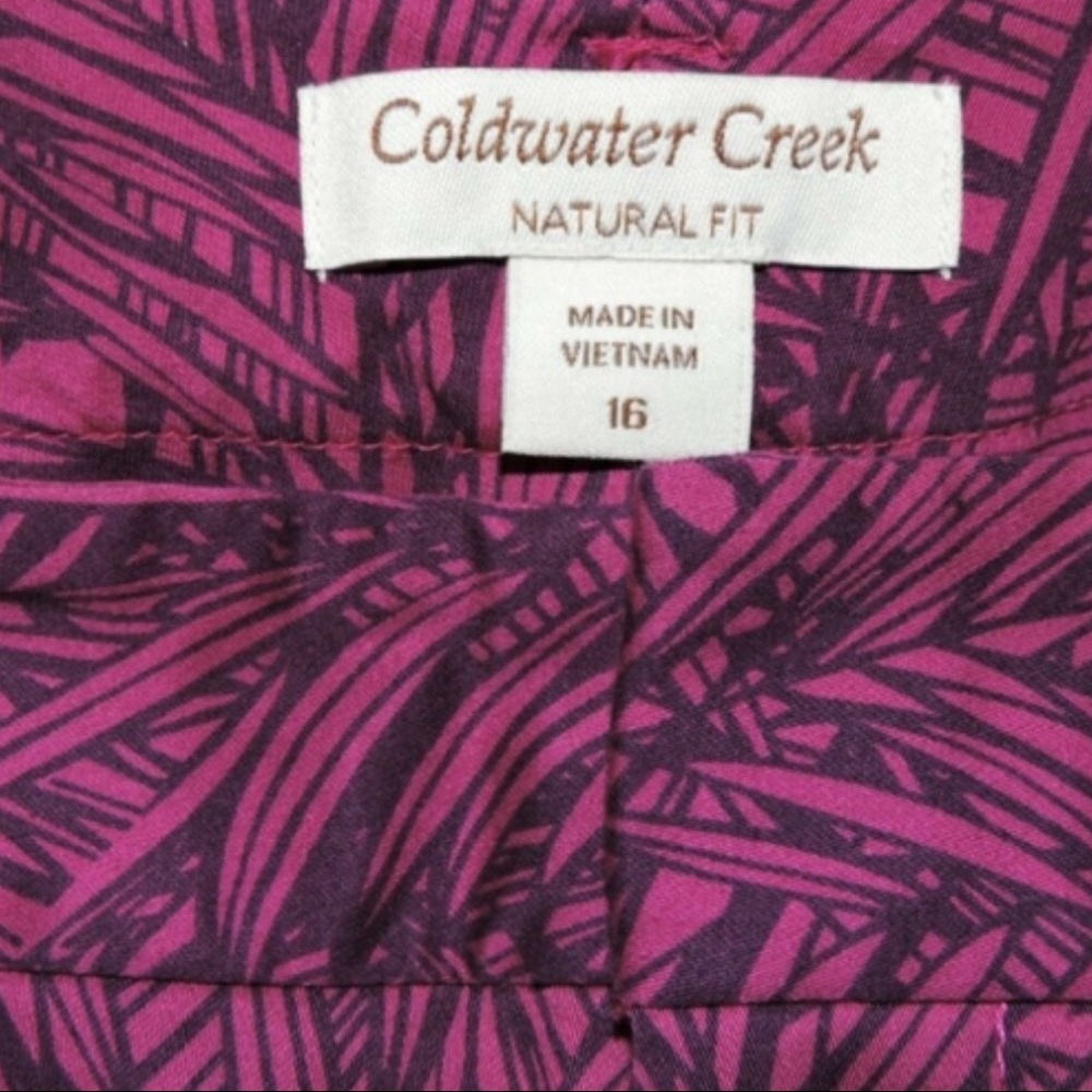 Coldwater Creek Print Pants Fab Fronds Purple 16 - Picture 2 of 4